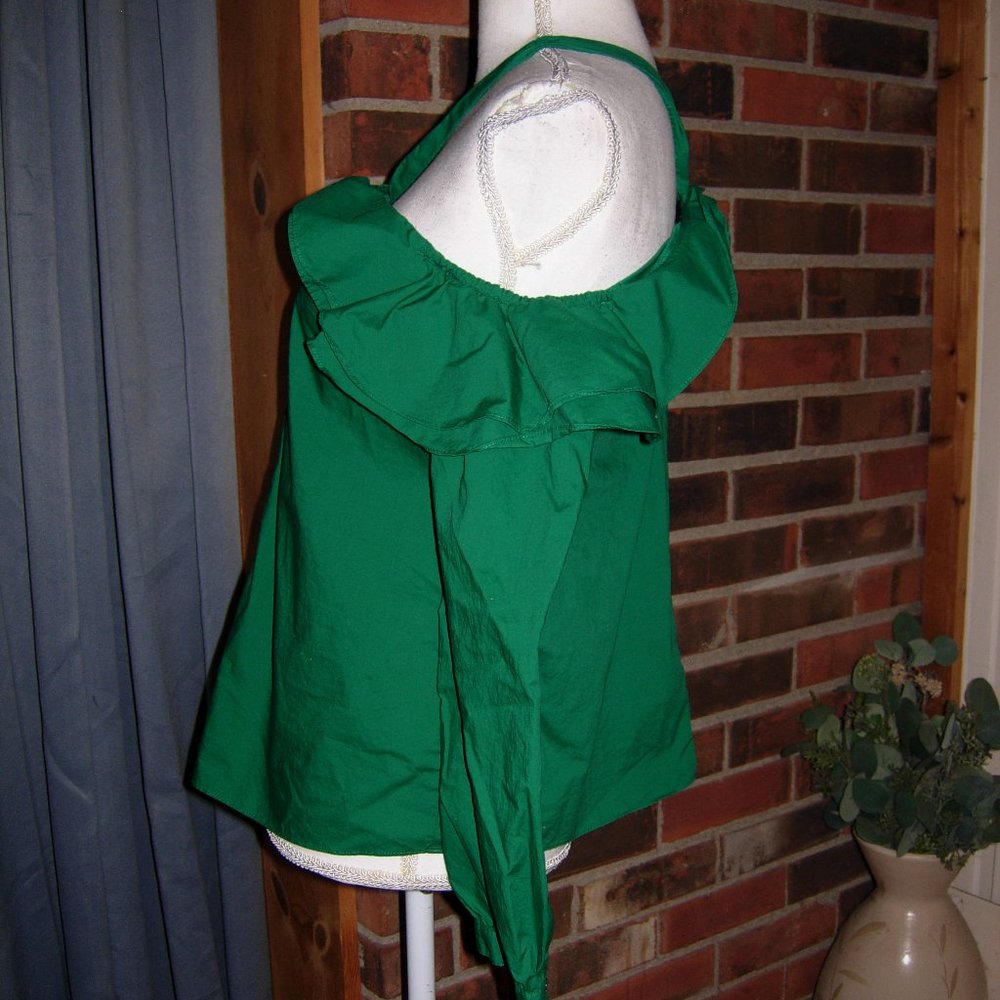 J. Crew Green Ruffle Off Shoulder Top 2 - Picture 6 of 9